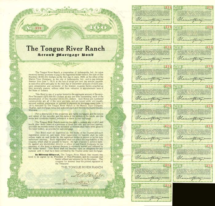 Tongue River Ranch - $100 Bond